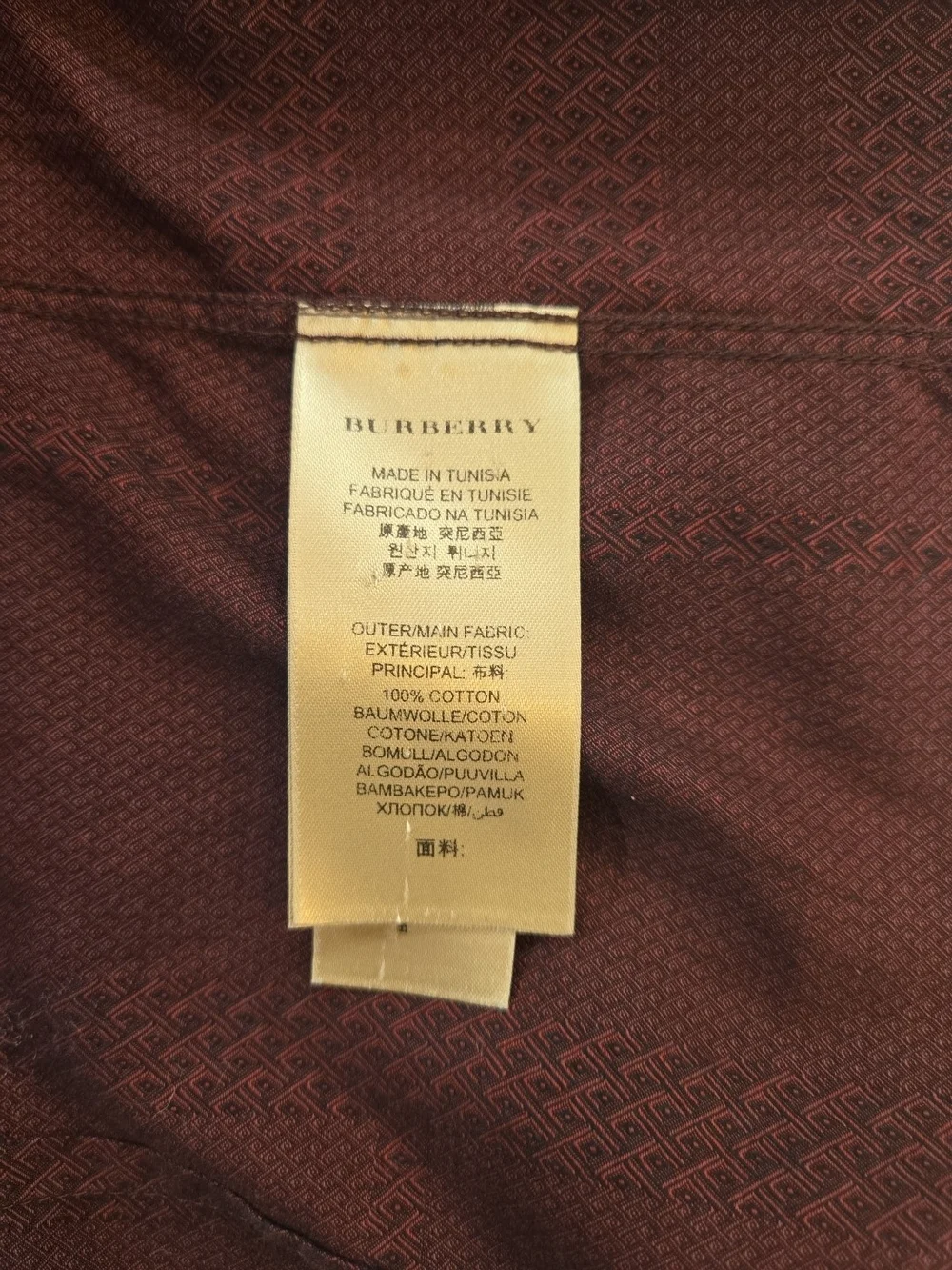 Burberry London Mens Cotton Tailored Fit Burgundy Long Sleeve Shirt XL Preppy